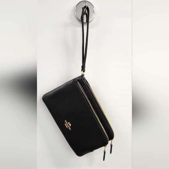 Coach Handbags - Coach Black‎ Leather Wristlet